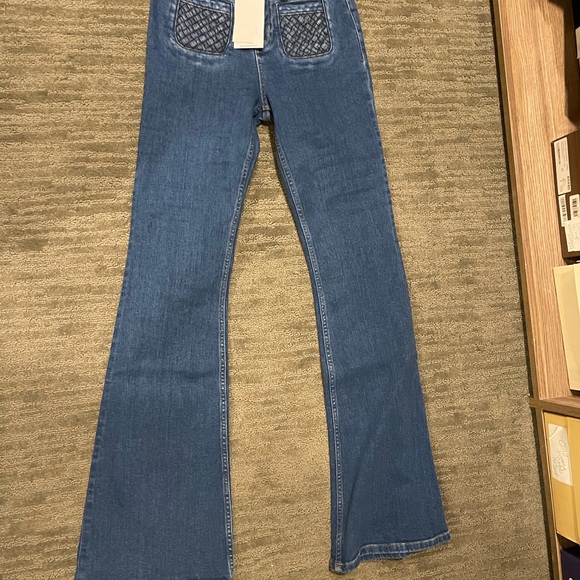 Derek Lam NW with tags Woven Pocket High Rise Flare Jeans size 25 - Picture 5 of 5